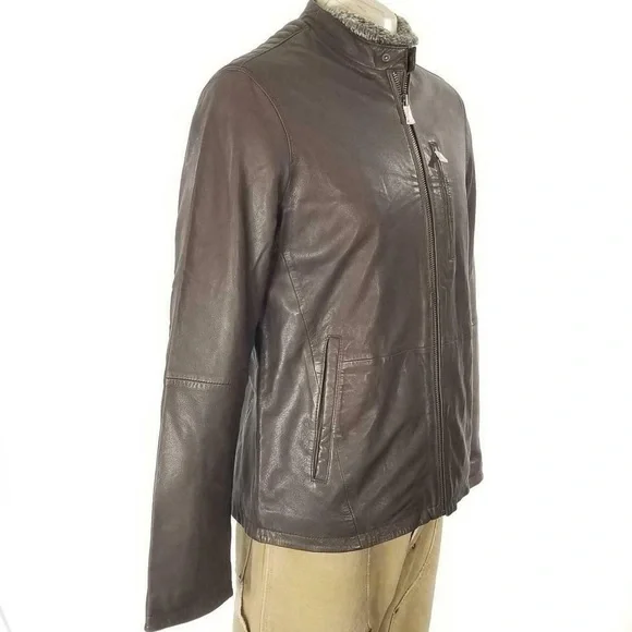 John Varvatos Soft and Luxurious Genuine Sheep Leather Racer Jacket Dk Brown-szL - Picture 6 of 15